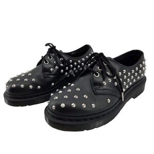 Dr. Martens 1461 Stud Black Leather Studded Oxford Shoes‎ Womens 5 Mens 4